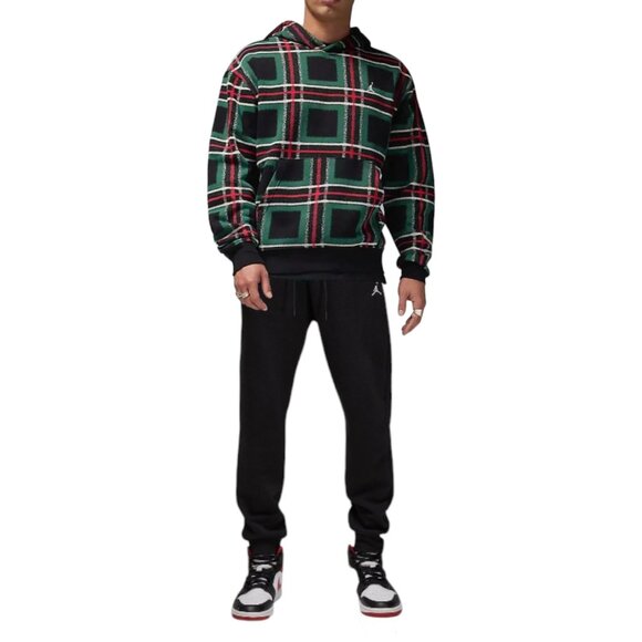 Nike Air Jordan 2 PC Sweatsuit Men's Size L Fleece Tracksuit Christmas Plaid NWT - Picture 1 of 11